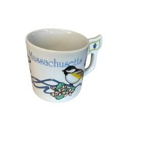 Massachusetts Coffee Tea Mug With State Seal And Black-Capped Chickadee Bird MA
